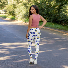 Leggings Ojos malvados de oro azul moderno