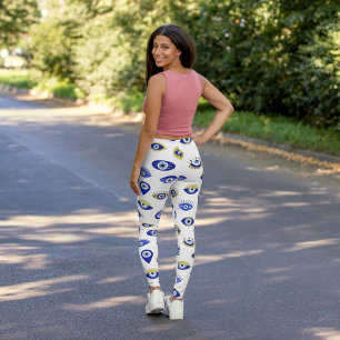 Leggings Ojos malvados de oro azul moderno