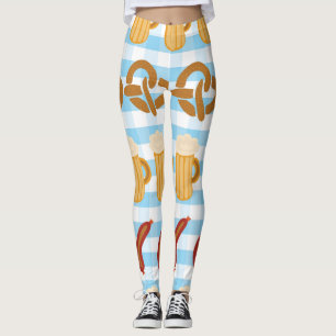 Leggings Oktoberfest: cerveza, pretzel, patrón de salchicha