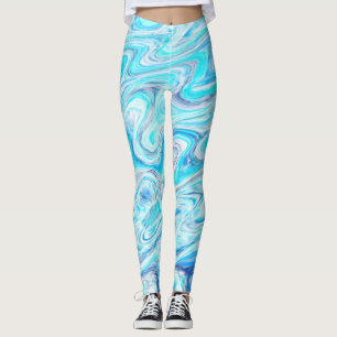 Leggings Ola azul océano textura de mármol abstracto líquid