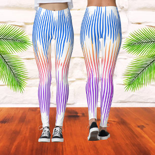 Leggings Ola de música colorida azul morado blanco abstract