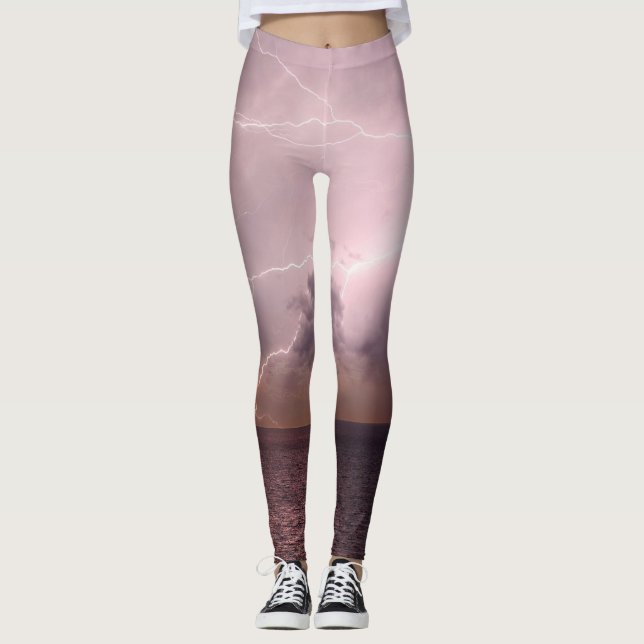 Leggings Ola de relámpago de la tormenta del mar (Anverso)