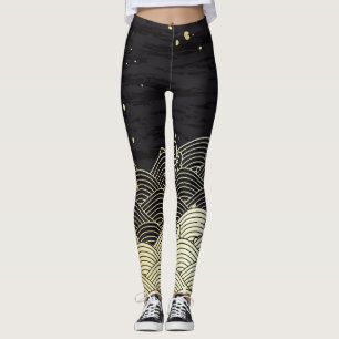 Leggings Ola dorada, textura tipo papel.