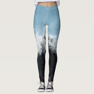 Leggings Ola marina: diseño pintado a mano