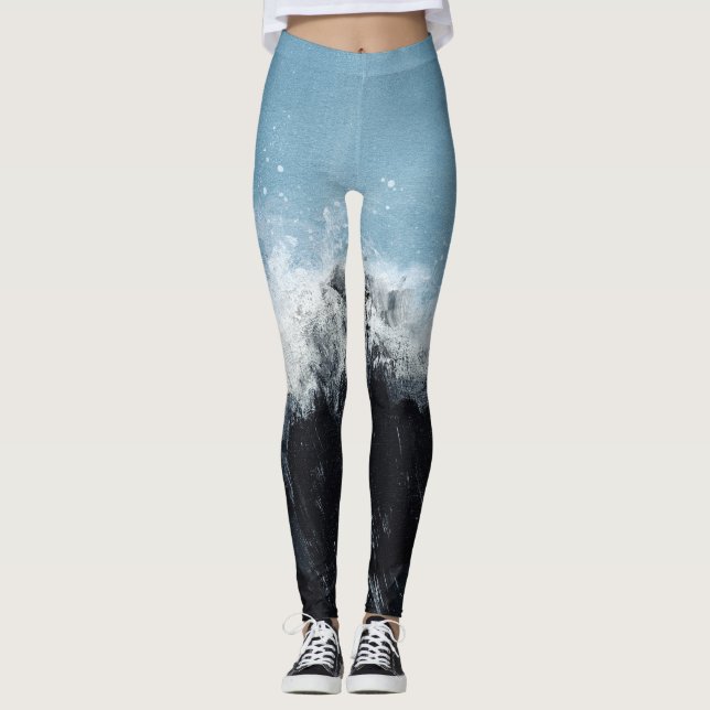Leggings Ola marina: diseño pintado a mano (Anverso)