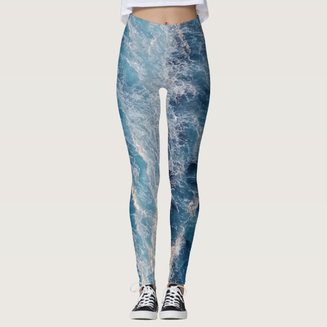 Leggings Olas azules del océano (Anverso)