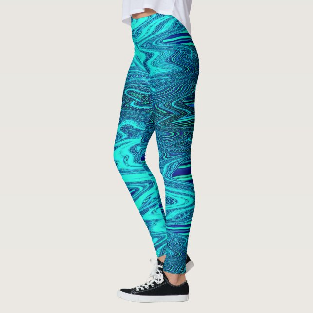 Leggings Olas azules verde azuladas Resumen arte moderno (Izquierda)