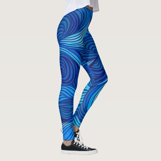 Leggings Olas de agua de océano azul turquesa abstracto | (Derecha)