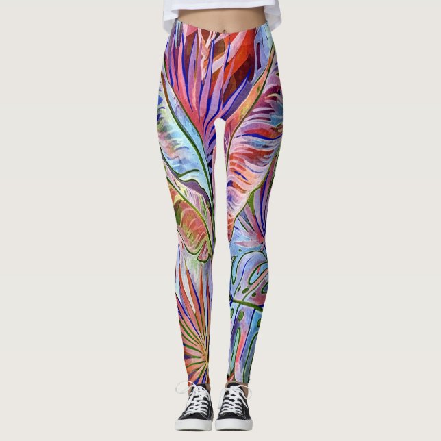 Leggings Olas de burbuja arcoiris - Modelo abstracto colori (Anverso)