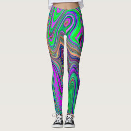Leggings Olas de color trippy Lime Verde y Púrpura