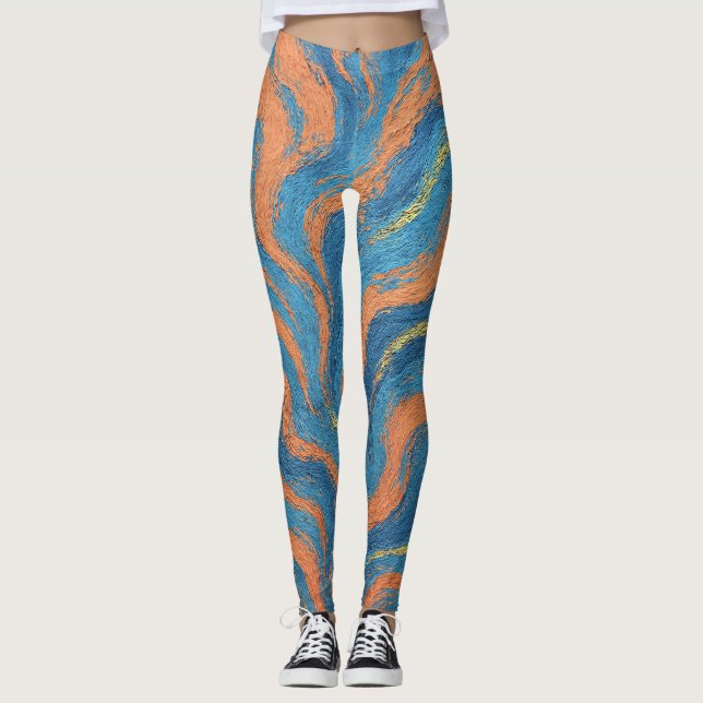Leggings olas de coral e índigo (Anverso)
