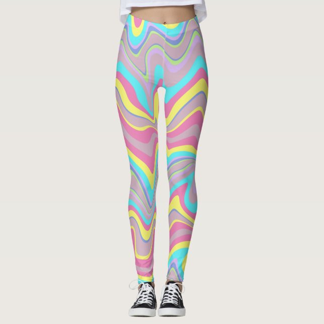 Leggings Olas de Liquify de Pastel (Anverso)