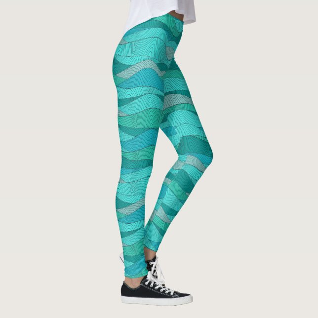 Leggings Olas de Mar Verdes Azules Turquesa (Derecha)
