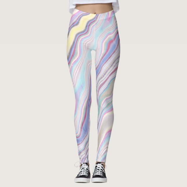 Leggings Olas de mármol de sueño pastel (Anverso)