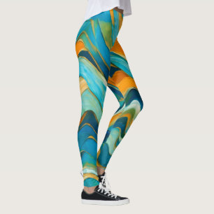 Leggings Olas de Naranja verde azul "Sanlúcar"