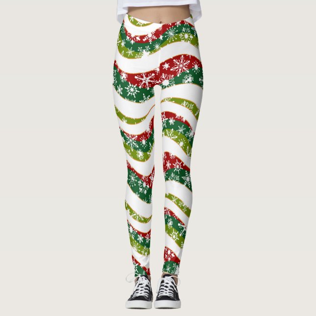 Leggings Olas de navidad y copos de nieve (Anverso)