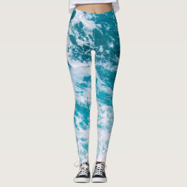 Leggings Olas del océano azul