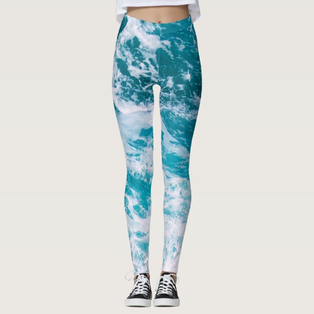 Leggings Olas del océano azul (Anverso)