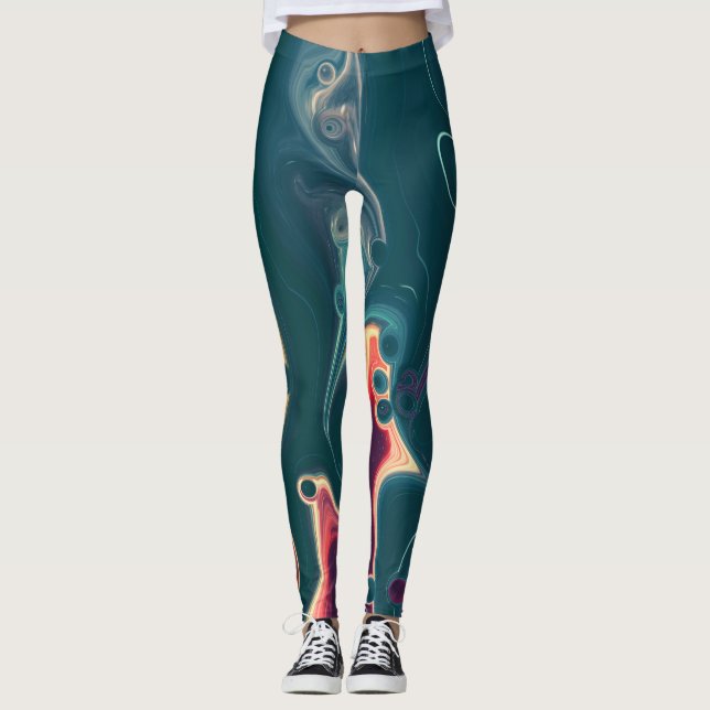 Leggings Olas Fundidas en Movimiento de Medianoche (Anverso)