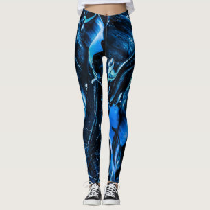 Leggings Olas más azules del océano, resumen azul oscuro