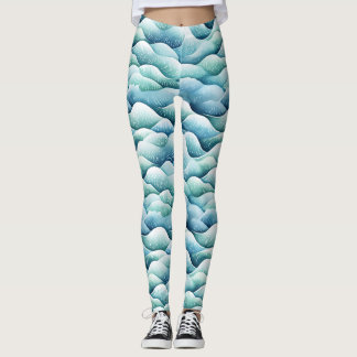 Leggings Olas oceánicas Acuarela Turquesa Patrón Leggencias