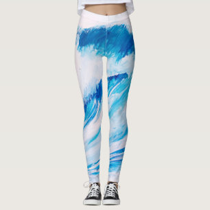 Leggings Olas oceánicas: Belleza de color azul marino.
