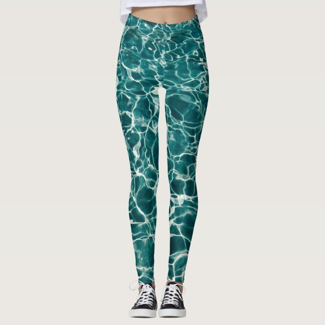 Leggings Olas oceánicas verdes y azules (Anverso)