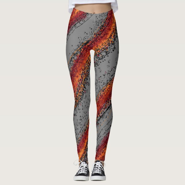 Leggings Olas Rojas y Grises (Anverso)