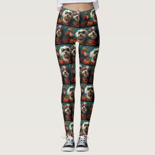 Leggings Old English Sheepdog con Rosas Día de San Valentín