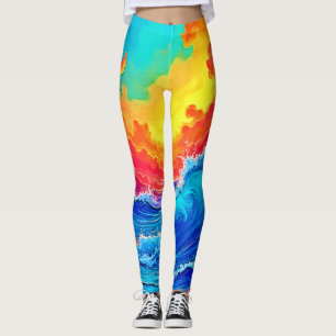 Leggings Oleada del Océano: Ola del Atardecer Radiante