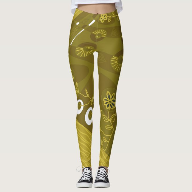 Leggings Oliva de Ilustracion Chintz Bohemiana (Anverso)