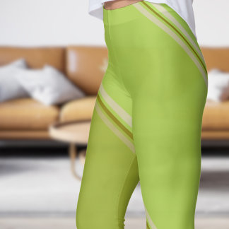 Leggings Oliva de moda bajo la impresión con bandas verdes 