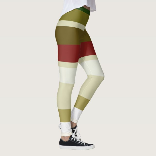 Leggings Oliva, rayas verdes y rojas (Derecha)