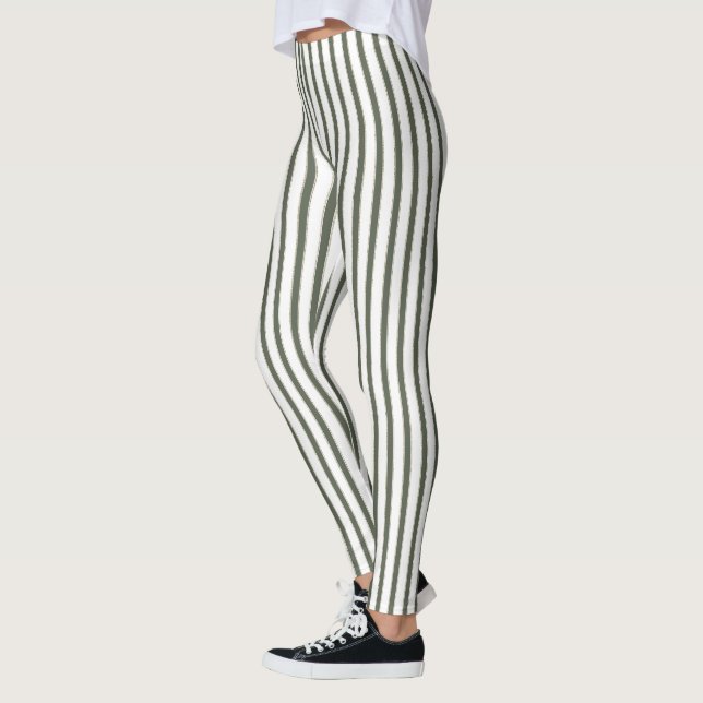 Leggings Olive Green Cream Stripes  (Izquierda)
