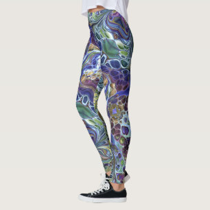 Leggings Olive sage green, púrpura azul burgundy abstracto