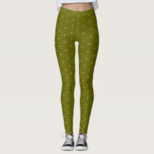 Leggings Olivo con piernas de galón de acento dorado