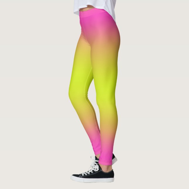 Leggings Ombre amarillo rosa caliente y brillante (Izquierda)