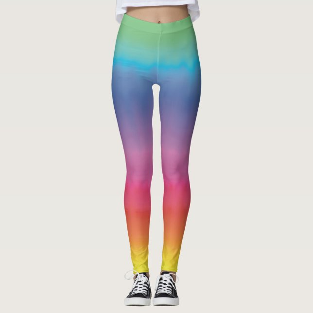 Leggings Ombré arcoiris con mano pintada por Heva Weva (Anverso)