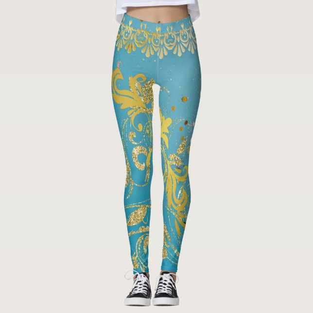 Leggings Ombre Azul Purpurina Girona Verde azulada (Anverso)