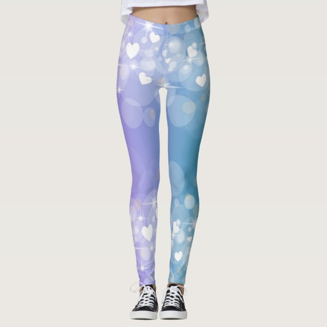 Leggings Ombre Azul Y Morado Con Corazón (Anverso)