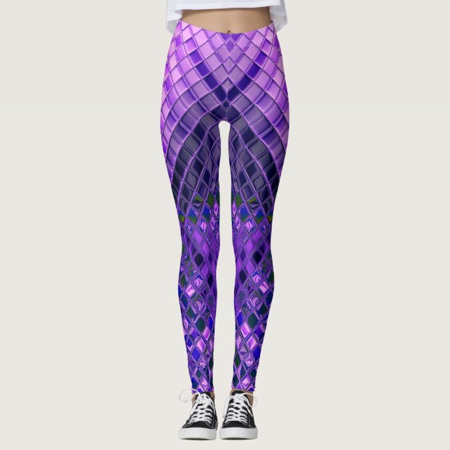 Leggings Ombre azul y púrpura del modelo abstracto (Anverso)