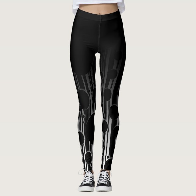 Leggings Ombre con los círculos y las rayas negros y (Anverso)