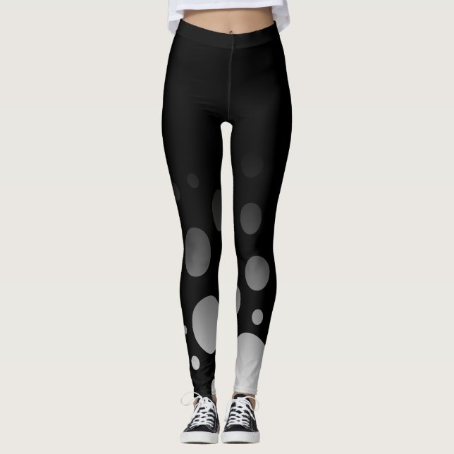 Leggings Ombre con los círculos y los puntos negros y (Anverso)