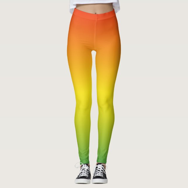 Leggings Ombre moderno verde naranja (Anverso)