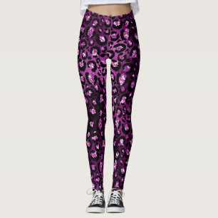 Leggings Ombre Morado y Brillo Negro Glam con Lunares de Le