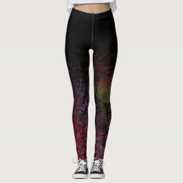 Leggings Ombre negro con arte abstracto sucio del círculo