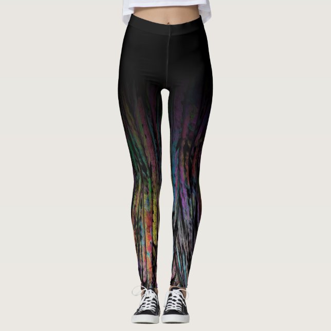 Leggings Ombre negro con artsy abstracto enrrollado (Anverso)