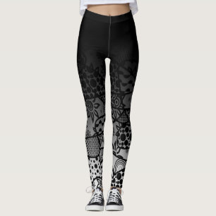 Leggings Ombre negro con el extracto negro y blanco 3 del
