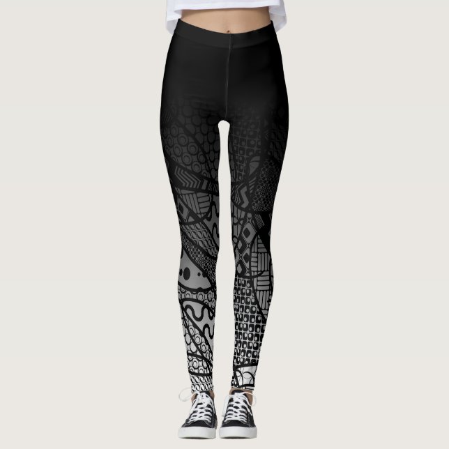 Leggings Ombre negro con el extracto negro y blanco del (Anverso)