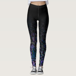 Leggings Ombre negro con los círculos sucios púrpuras del
